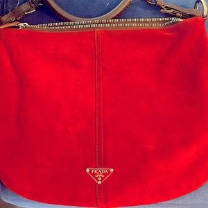 EXCELLENT CONDITION: Red Suede Prada Purse